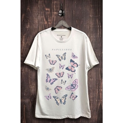 Lotus Fashion Co. White Butterfly Graphic Top