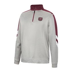 Colosseum Bear Head Silver with Maroon Shoulders and Outer Sleeve 1/4 Zip Pullover
