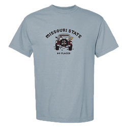 Blue 84 Missouri State Go Places Life is Good Jeep Gray Short Sleeve