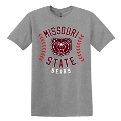 Gildan Missouri State Bear Head Bears Baseball Oxford Gray Short Sleeve Tee