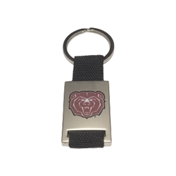 Fanatic Bear Head Silver Key Tag with Strap