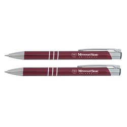 LXG MSU Bear Head Maroon Aluminum Ballpoint Pen & Pencil Set