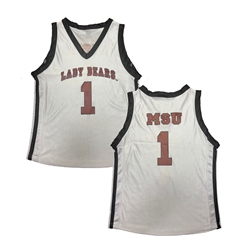 Little King Lady Bears No. 1 MSU White Youth Basketball Jersey