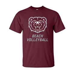 Gildan Bear Head Beach Volleyball Maroon Short Sleeve