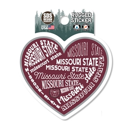SDS Design Missouri State MSU Bear Head Heart Sticker