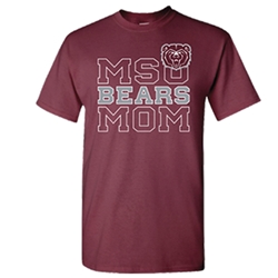 Gildan MSU Bear Head Bears Mom Maroon Short Sleeve