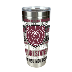 MSU Bears Bear Head 20oz Silver Travel Tumbler
