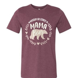 Bella Canvas Missouri State Mama Bear Walking Bear Maroon Short Sleeve