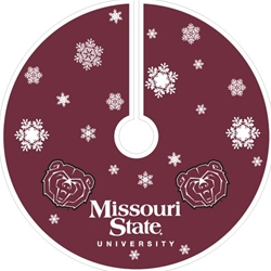 Sewing Concepts Missouri State University Bear Head Snowflake Maroon Christmas Tree Skirt