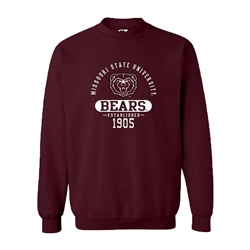 CI Sport Missouri State University Bear Head Bears Established 1905 Maroon Crewneck