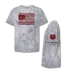 Comfort Colors Missouri State University American Flag Splatter Design Gray Short Sleeve