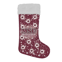 Sewing Concepts MSU Missouri State University Bear Head Snowflakes Maroon Holiday Stocking