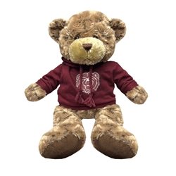 Mascot Factory Plush Brown Bear with Maroon Bear Head Hoodie