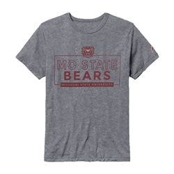 League Bear Head Mo State Bears Missouri State University Graphite Short Sleeve