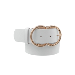 Faux Leather Double Ring Buckle Belt