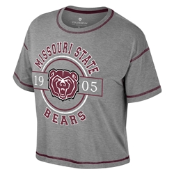 Colosseum Missouri State 1905 Bear Head Bears Ladies Gray Crop Top