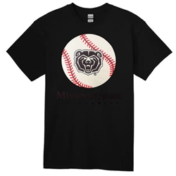 Gildan Missouri State University Bear Head Baseball Black Short Sleeve