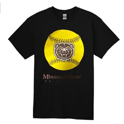 Gildan Missouri State University Bear Head Softball Black Short Sleeve
