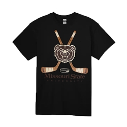 Gildan Hockey Bear Head Missouri State University Black Short Sleeve