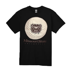 Gildan Bear Head Golf Ball Missouri State University Black Short Sleeve