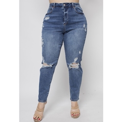Plus Size Distressed Mom Jeans