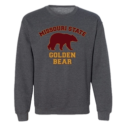 Gildan Missouri State Golden Bear Walking Bear Charcoal Crewneck PREORDER