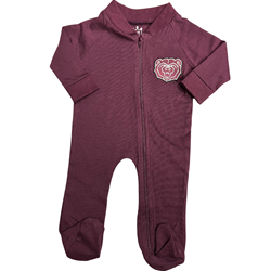 Little King Bear Head Infant Maroon Onesie