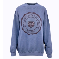 Chicka-D Missouri State University Est. 1905 Bear Head Ladies Blue Crewneck