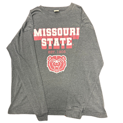 Chicka-d  Bear Head Missouri State Est.1905 Grey Long Sleeve Shirt