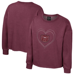 Colosseum Bear Head Maroon  Youth Crewneck