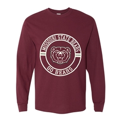 Colosseum Missouri State Bears Bear Head Go Bears Youth Maroon Long Sleeve Shirt
