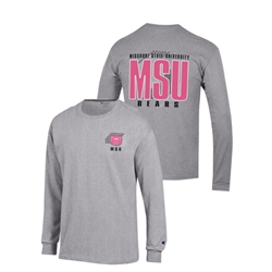 Champion Pink Bear Head MSU Ladies Oxford Long Sleeve