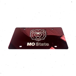 Jardine Bear Head MO State Mirrored Maroon License Plate