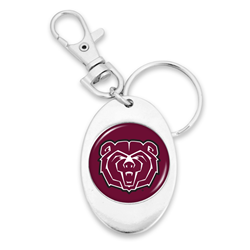 From The Heart Bear Head Silver Oval Keychain