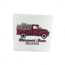 SDS Design Bear Head Truck With Flowers Maroon 5" Sticker