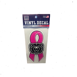 SDS Design Bear Head Pink Ribbon 6" Vinyl Decal