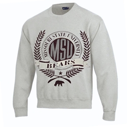 GEAR Big Cotton MSU Bears Emblem Ash Crewneck