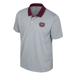 Colosseum Bear Head Men's Striped Gray Polo