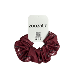 Zoozats Bears Head Maroon Scrunchie