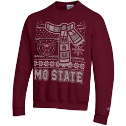 Champion MSU Mo State Scarf Design Maroon Crewneck