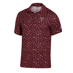 Champion Bear Head TailGate Print Maroon/Black Polo