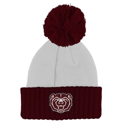 Logofit Maroon and White Beanie w/ Pom