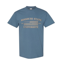 Original Bearwear Missouri State University American Flag 1905 Blue Short Sleeve Shirt