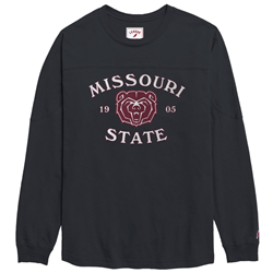 League Missouri 1905 Bear Head State Ladies Black Long Sleeve Tee