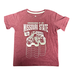 Colosseum Crushing It At Missouri State Monster Truck Bear Head Youth Maroon Short Sleeve Shirt