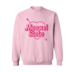 Original BearWear Heart with Arrow Missouri State Pink Crewneck