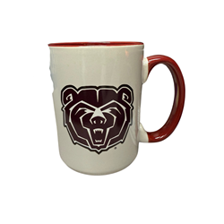 Bear Head White Mug With Maroon Handle