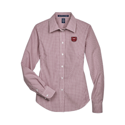 Devon & Jones Bear Head Ladies Maroon and White Long Sleeve Polo