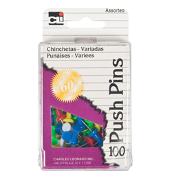 Charles Leonard, Inc. 100 Count MultiColor Pushpins
