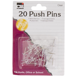 Charles Leonard, Inc. 20 Count Clear Push Pins